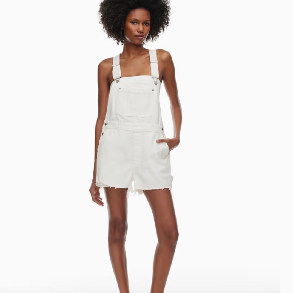 Aritzia Denim Forum White Denim Overall Shorts